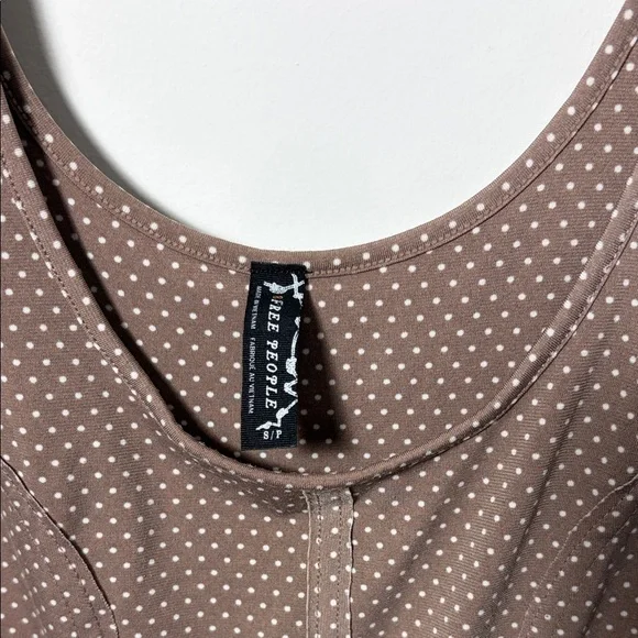 Free People Loving Lola light Brown Polka Skater Dress - Sz Small - Picture 2 of 6